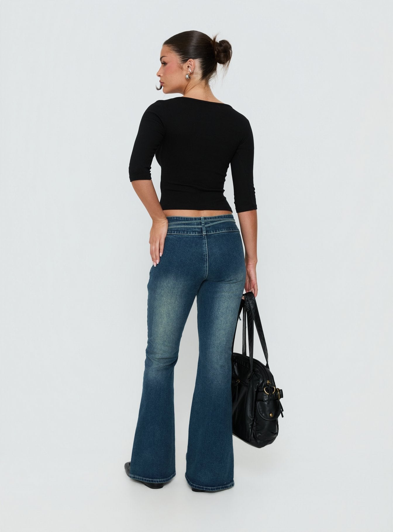 Runa Low Rise Tie Side Jeans Mid Blue Wash